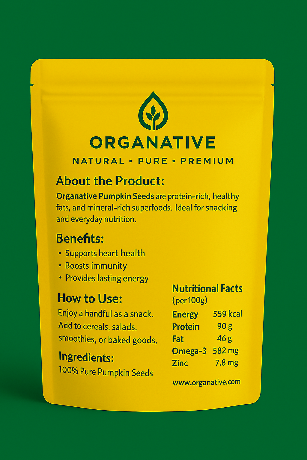 Pumpkin Seeds • Protein Rich • Immunity Support • Energy Boost • Heart Wellness | 500 gm